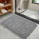 LOCHAS Bathroom Rug 36x24 Inch, Soft Thick Absorbent Microfiber Bath Rugs for Bathroom, Machine Washable, Shaggy Plush Non Slip Bath Mat for Tub, Shower Floor, Quick Dry Mats, Grey