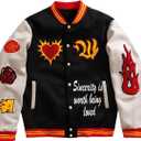 SOLY HUX Men's Letter Graphic Color Block Varsity Jacket Long Sleeve Y2k Streetwear Baseball Jacket (Large)