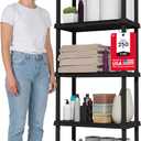 IRIS USA 5-Shelf Light Duty Plastic Storage Shelves, 250lb Capacity, 64" H x 24" W x 12" D, Medium Modular Shelving Unit Storage Organizer for Bathroom, Laundry, Garage & Home, Storage Rack - Black