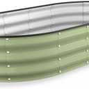 Kesfitt Raised Garden Bed, 6x3x1 FT Galvanized Steel Metal Raised Garden Bed, Oval Open-Bottom Design, 12-Inch Deep for Outdoor Vegetable & Herb Gardening, Fruit Green