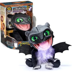 How To Train Your Dragon Wow! Stuff Toothless Puppetronic by RealFX - Looks-Feels-Sounds Real, 50+ Action & Sounds, 10" High Plush, Kids Ages 6+