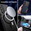 MAKAVO Magnetic for Samsung Galaxy Z Fold 5 Case [Compatible with MagSafe] Slim Translucent Matte Hard Back & Soft Black Bumper, Military Grade Drop Proof Cover, Shockproof Phone Case