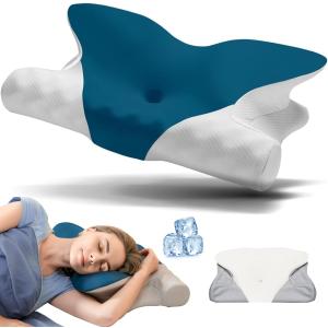 RENPHO 2025 Dreamers Relief Pillow, Ergonomic Cervical Neck Pillow for Sleeping, Butterfly Pillow for Neck Pain, Memory Foam Cervical Neck Support Pillows for Back Side Stomach Sleepers, 2 Pillowcases