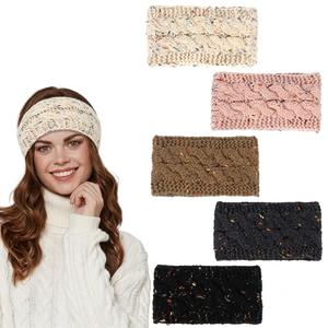 CAVETEE Winter Ear Muffs, 5 Pieces Winter Headbands for Women Crochet Ear Warmers for Women Daily Wear and Sport