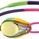 ARENA Tracks Unisex Junior Youth Essential Racing Swim Goggles Kids Swimmers Young Racers 6-12 Anti-Fog Coated Mirror Lens, Violet/Fuchsia/Green