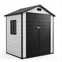 Garvee 6x4 FT Outdoor Storage Shed with Floor, Plastic Resin Garden Shed with Window & Lockable Door for Patio Backyard Garden, Gray
