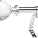Coquilles 3/4 Inch Diameter Adjustable Curtain Metal Rod with Round Clear Acrylic Ball Finials，48 to 84 Inch