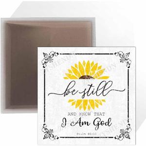 Be Still and Know That I AM GOD Wood Box Sign - Psalm 46:10 - Bible Verse Desk Scripture Quotes Sunflower Dcor Religious Inspirational Words Art Motivational Desk Dcor for Home Office Cubicle