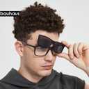 Bauhaus Magnetic Clip on Sunglasses for Men & Women Polarized UV Protection Retro Square Eyeglasses Fit Over Night Driving