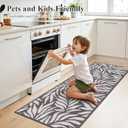 Ileading Hallway Runner Rug 2x6ft Kitchen Floor Mat Modern Leaves Non Slip Throw Rugs Busy Traffic Extended Indoor Doormat Machine Washable Accent Carpet for Laundry Bedroom(Grey)