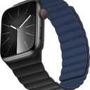 Bisikor Compatible with Apple Watch Band 49 46 45 44 42 41 40 38mm Double Sided Wearable Silicone Magnetic Strap for iWatch Ultra SE Series 11 10 9 8 7 6 5 4 3 2 1 (38/40/41/42, Black/Dark Blue)