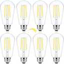 Brightever 8-Pack Dimmable Led Light Bulbs 60W Equivalent, Vintage Edison Light Bulbs, 2700K Warm White ST58 7W LED Bulb Super Bright 850LM, 90+CRI, Clear Glass Antique Decorative Filament Bulbs