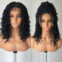 X-TRESS Dry Braided Faux Locs Wigs for Big Head Black Women - Embroidered Full Lace Front Synthetic Wigs with Less Baby Hair, 14" Black Color Short Twist Braid Dreadlocks Wig (1B)