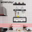 WONFUlity Bathroom Shelves Floating with Over Toilet Paper Holder, Farmhouse Wood Shelves for Living Room, Bedroom, Kitchen, Wall Decor (4 Natural) (set of 4, Light Brown)