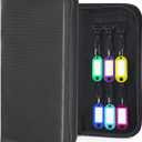 Portable Zippered Key Organizer, Waterproof Fireproof Key Case with 12 Key Hooks and Tags, Portable Key Storage for Rental Management Real Estate Sales Hotel Executives and Car Service (12 keys)