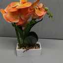 Artificial Real Touch Orchid Flowers in Pot Fake Phalaenopsis Flower with White Ceramic Vase Faux Orchids Arrangement for Home Table Office Wedding Party Decoration (Orange)