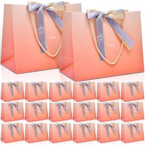 swihorab 20 Pcs Gift Bag, Large Treat Boxes Portable Paper Gift Bag with Handles, Mini Gift Bags for Wedding Birthday Party Supplies, Gradient Orange