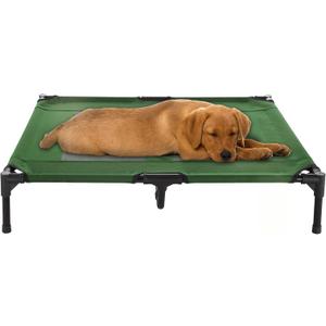 Elevated Dog Bed  36x29.75 Portable Bed for Pets with Non-Slip Feet  Indoor/Outdoor Dog Cot or Puppy Bed for Pets up to 80lbs by Petmaker (Green)