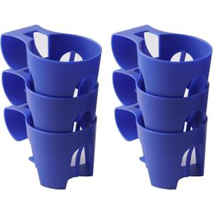 TonGass (6-Pack, Blue) Poolside Cup Holders Compatible with Above Ground Pools with 2 Inches or Thinner Round Top Bars - Strong and Durable Easy to Use Clip-On No-Spill Cup Holders