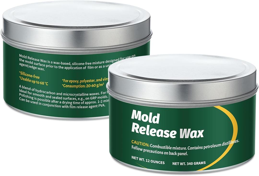 MTLEE 2 Pack 12oz Can Mold Release Wax Mold Release Agent, Inexpensive Edge Wax Out for Candle Resin Silicone Removal Larger Molds, 340g Per Can
