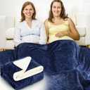 Preboun 59.06 x 47.24 Inch Large Faraday Blanket for Protection Pregnant Babies, Emf Blocker Blanket for 5 g, Bluetooth, Phone Towers, Two Sides Using for Beds Couches Travel (Flannel, Dark Blue)