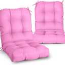 EAGLE PEAK Tufted Outdoor/Indoor Seat/Back Chair Cushions, Set of 2, 42'' x 21'', Pink