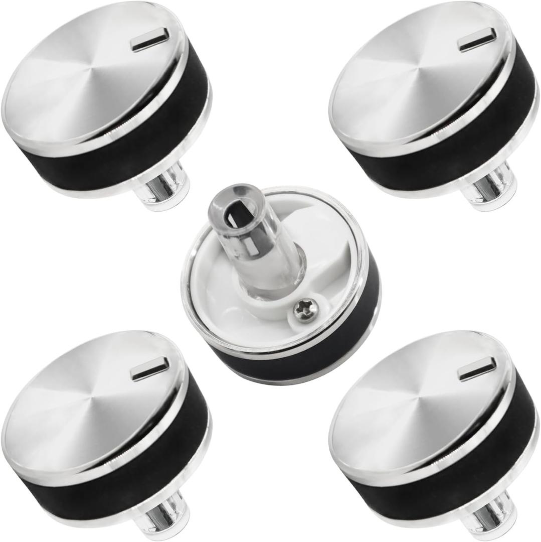 5 Pack WB03X24360 Gas Stove Stainless Steel Knob Compatible with GE Cooktop Replaces WB03T10259 AP5980302 PS11700818 EAP11700818 4179424