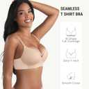 FeelinGirl Wireless Bras Comfortable Push Up Bra Full Support Lift Bralette Seamless Tshirt Bras (Beige) 34B