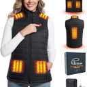 Rrtizan Women's Lightweight Heated Vest with USB-C Rechargeable Battery, Puffer Classic Heating Vest (Large)
