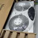 Bionaire Window Fan with Reversible Airflow Blades 3-Speed Settings, Programmable Thermostat, LED Display, Remote Control, Fits 2436" Windows, No Assembly Required