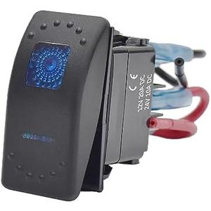 2 x Garfour 12V5A Waterproof Blue LED Rocker Switch 5pin with Pattern Sticker for Motorcycle, Boat, Off-Road Vehicle, Modified Car