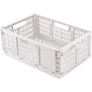 Pastel Crates, Extra Large Size(16.7 X 11.2 X 6.5 in), Storage crates plastic stackable, Desktop Storage Crates, Folding for Home Kitchen Bedroom Office.White