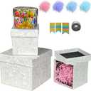 suosicn 4 Pack Cream White Gift Box,Assorted Sizes Square Gift Boxes for Birthday Parties, Wedding, Baby Shower and All Any Occasions