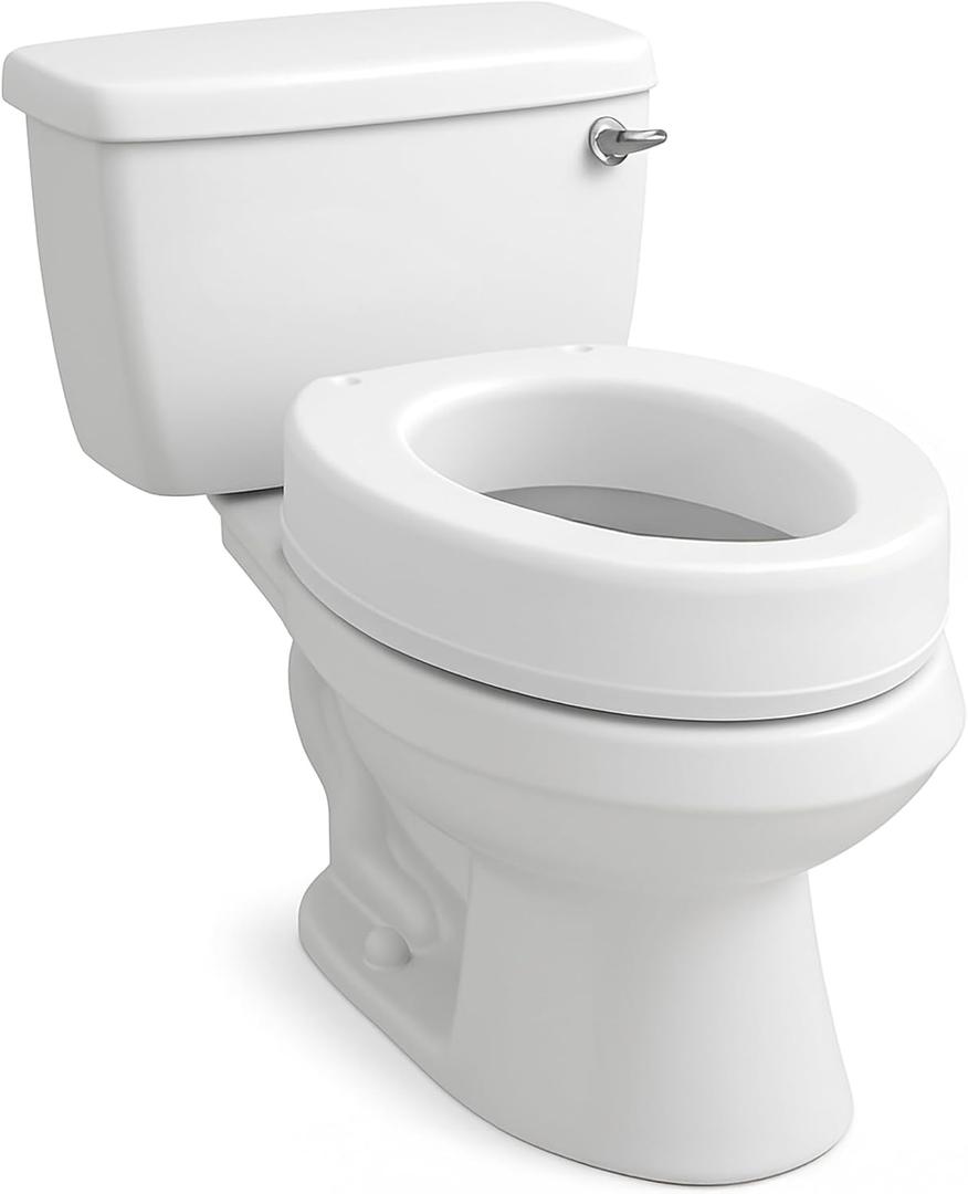 Carex Toilet Seat Riser, Elongated Raised Toilet Seat Adds 3.5 Inches To Toilet Height, For Assistance Bending Or Sitting, 300 Pound Weight Capacity Toilet Riser
