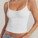 PINKMSTYLE Women's Basic Double Lined Scoop Neck Tank Tops Adjustable Cami Tank Summer Sleeveless Tops (White, XS)