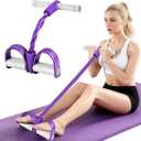 8-Tubes Pedal Resistance Band with Handle, Multifunction Exercise Rope for Working Out, Foot Pedal Resistance Band for Abdomen, Waist, Arm, Leg, Pink