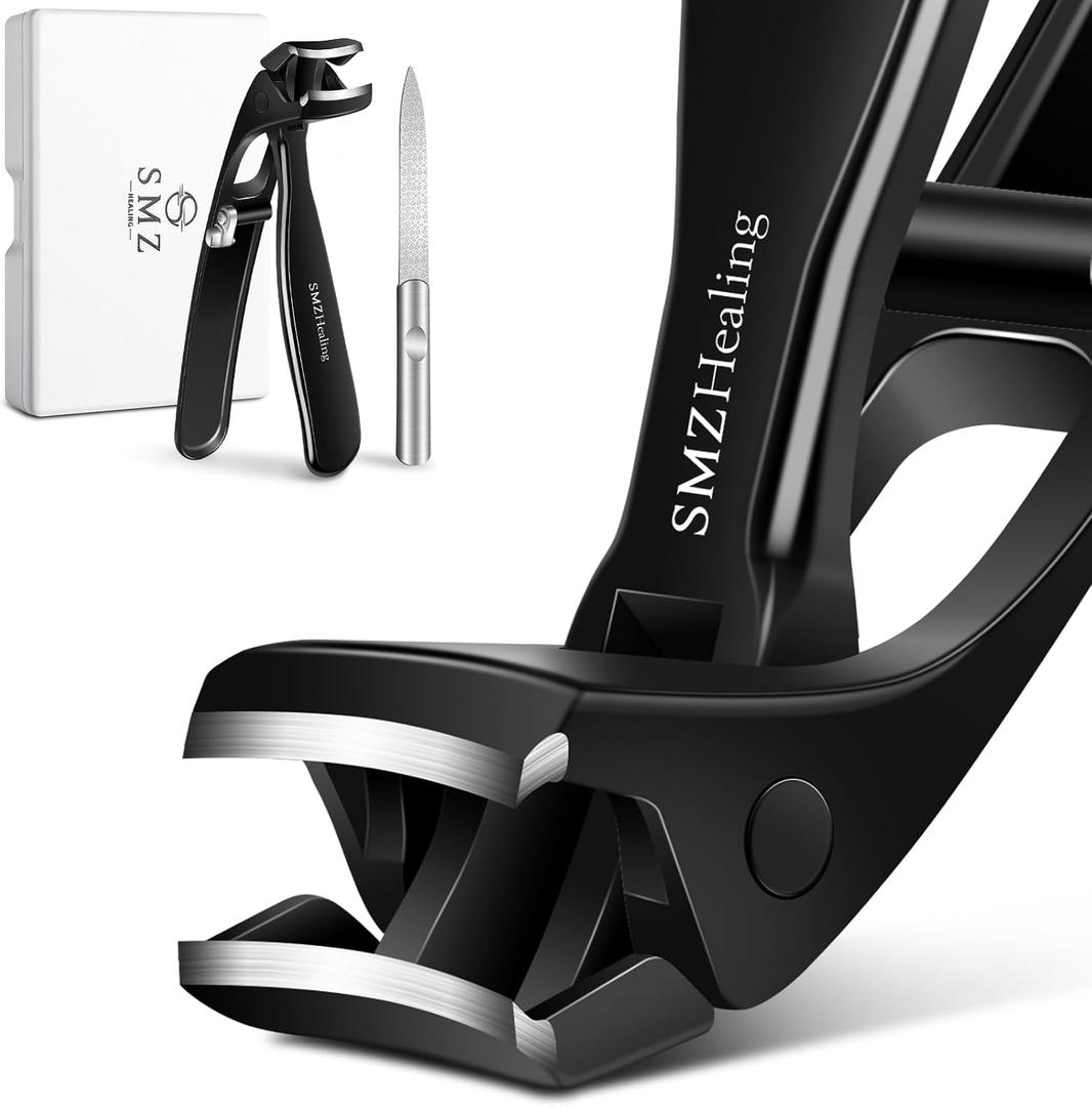 3 x Toenail Clippers for Men Thick Nails, Angled Head Toe Nail Clippers for Thick Nails for Seniors, Wide Jaw Opening Toenail Clippers Heavy Duty Fingernail Clipper