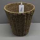 Boho Wicker Garbage Can with Lid,Waterproof Bathroom Garbage Can Hand Woven Wicker Waste Baskets for Kitchen Office Bedroom (1.3Gallons, Seagrass)