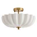 DHDSOUR 3-Light Gold Semi Flush Mount Ceiling Light with Milk Glass Shade