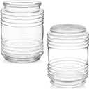 Teenyyou 2 Pcs Clear Cylindrical Glass Lamp Shade Replacement, 3-1/4-inch Fitter Opening, 3.7 in W x 4.8 in H Porch Jelly Jar Light Fixture for Outdoor Patio Exterior Wall Front Door
