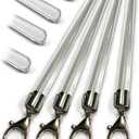 46 inch (4 Pack) Steel Cap Acrylic Curtain Pull Wand - 2 inches shy of 48 inch - Versatile Curtain Wand - Invisible Drapery Wand - Clear Drapery Pull Rod (46 Inch)