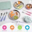 Elk and Friends 7.8 Stainless Steel Non Divided Plates with Silicone Sleeve + Storage Lid | Baby, Toddler, Kids | Dishwasher Safe | Dinner & Snack Plates | 4 Pack