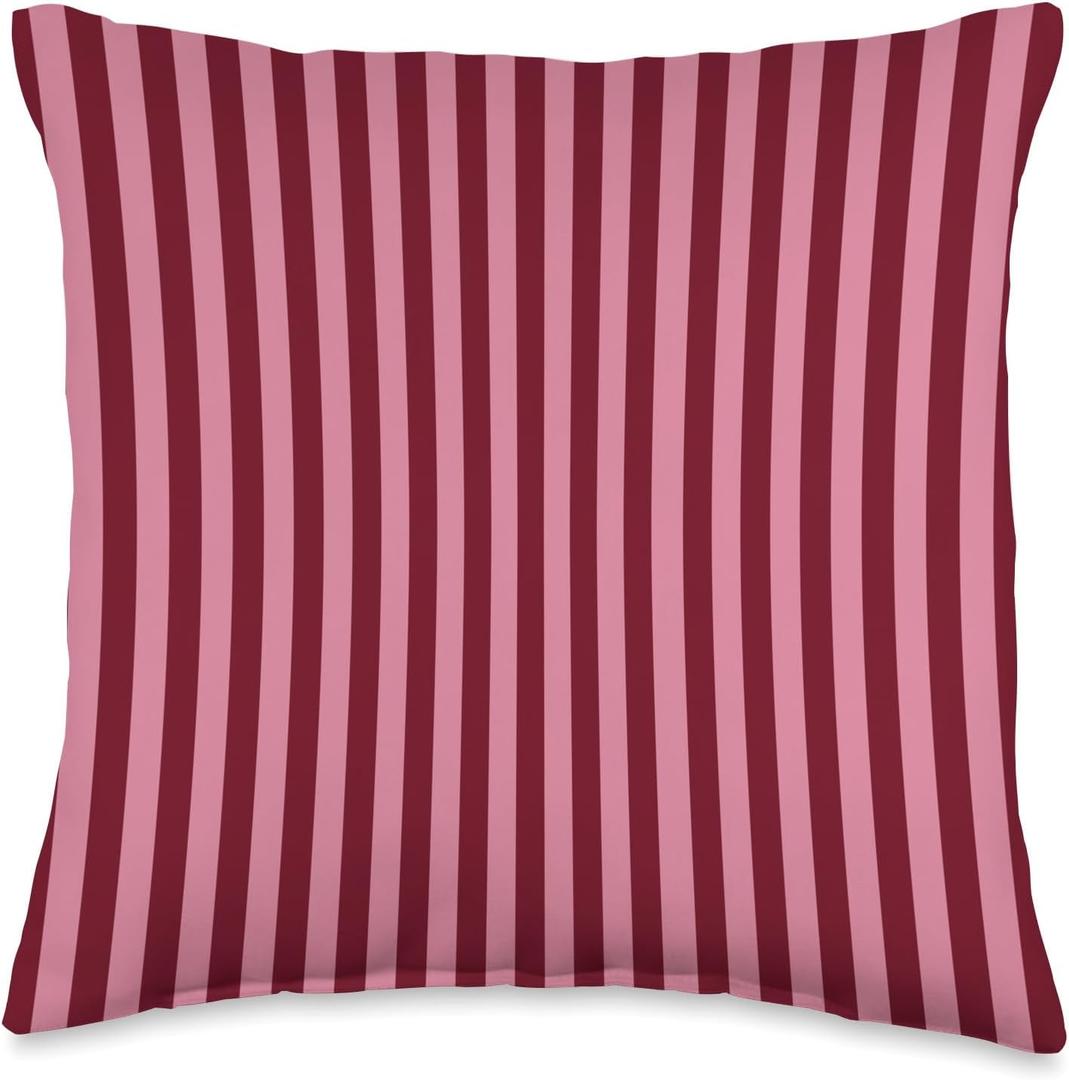 Burgundy and Pink Stripes Geometric Vertical Lines Trendy Throw Pillow