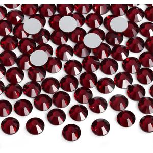 Jollin Glue Fix Crystal Flatback Rhinestones Glass Diamantes Gems for Crafting Nail Art Crafts Decorations Clothes Shoes 2.0mm (ss6 2880pcs, Dark Siam)