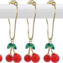 Shower Curtain Hooks,12PCS Cherry Curtain Hook Ring,Rustproof Shower Curtain Hanger Clips, Decorative Shower Hook Rings for Shower Curtain Rod,Elegant and Durable Design for Stylish Bathroom Decor (Gold)