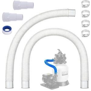 1.5" x 16" Pool Sand Filter Pump Hose for Intex & Coleman Above Ground Pools - with Pool Hose Adapter Replacement Fits Hayward Pump,Skimmer & Saltwater Systems (2, White)