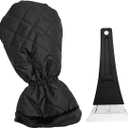 Car Ice Scraper with Glove, Anti-Scratch Warm WITT, Car Windshield Frost Quickly Removal Tool, Comfortable Waterproof & Windproof Snow Scraper for Cars, Trucks, SUVs (Black)