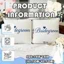 Bride and Bridegroom Pillowcases (18x18 inches, Set of 2) White and Blue Bride Pillowcases, Short Plush Soft Sofa Cushion Covers for Bedroom Living Room Sofa Home Decor for Newlyweds