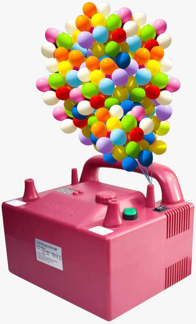 Electric Air Balloon Pump Dual Nozzle Portable Balloon Inflator Blower Pump for Party Decoration 110V with 2 Spare Small Nozzles