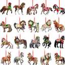 Unittype 20 Pcs Christmas Horse Ornaments Bulk Wooden Painted Christmas Tree Hanging Decor Farmhouse Vintage Western Theme Party Decor Year of The Horse 2026 Ornament for Home Door Party Supplies